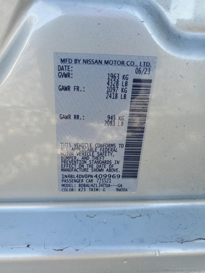 2023 NISSAN ALTIMA SV VIN:1N4BL4DV0PN409969