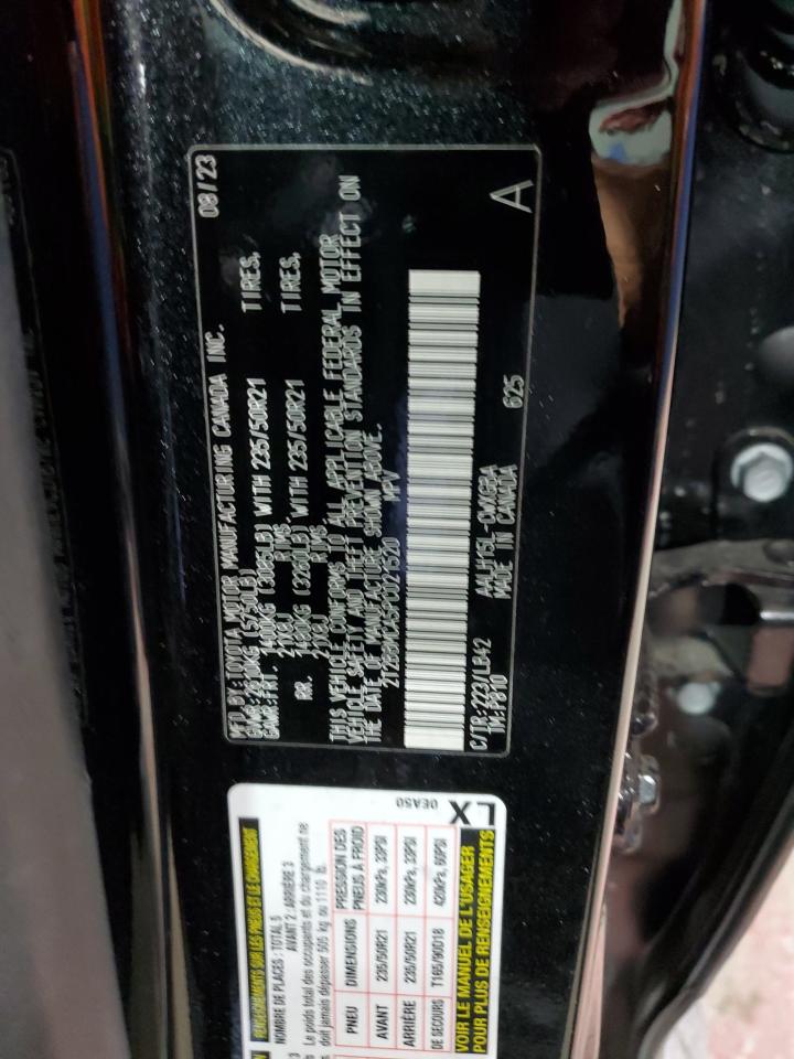 2023 LEXUS RX 350H BASE VIN:2T2BBMCA5PC021520
