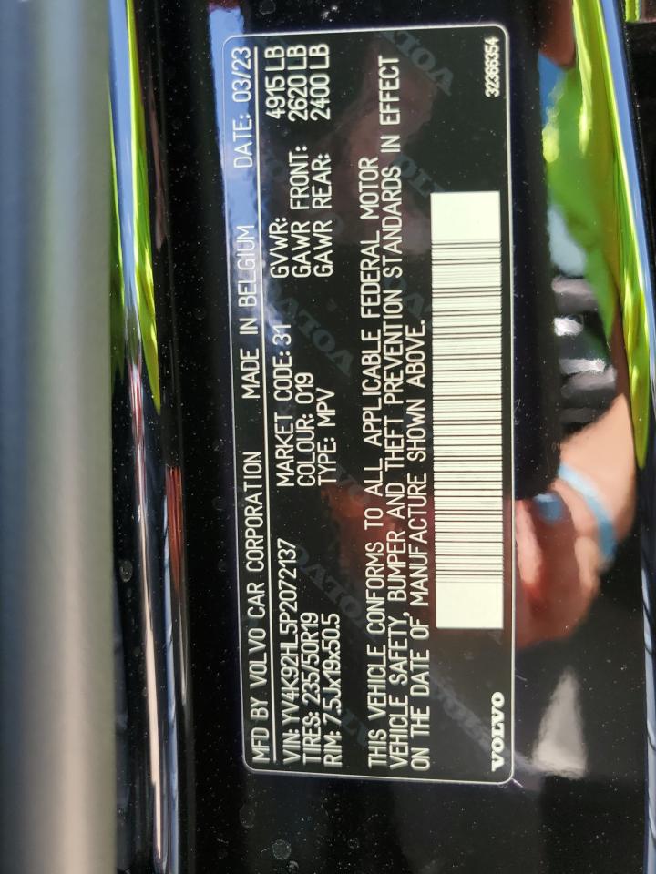 2023 VOLVO XC40 PLUS VIN:YV4K92HL5P2072137