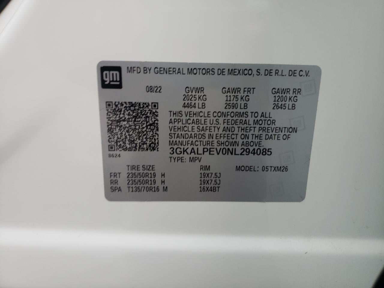 2022 GMC TERRAIN SLT VIN:3GKALPEV0NL294085