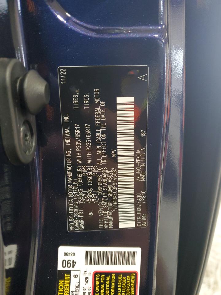 2023 TOYOTA SIENNA LE VIN:5TDKRKEC3PS146087