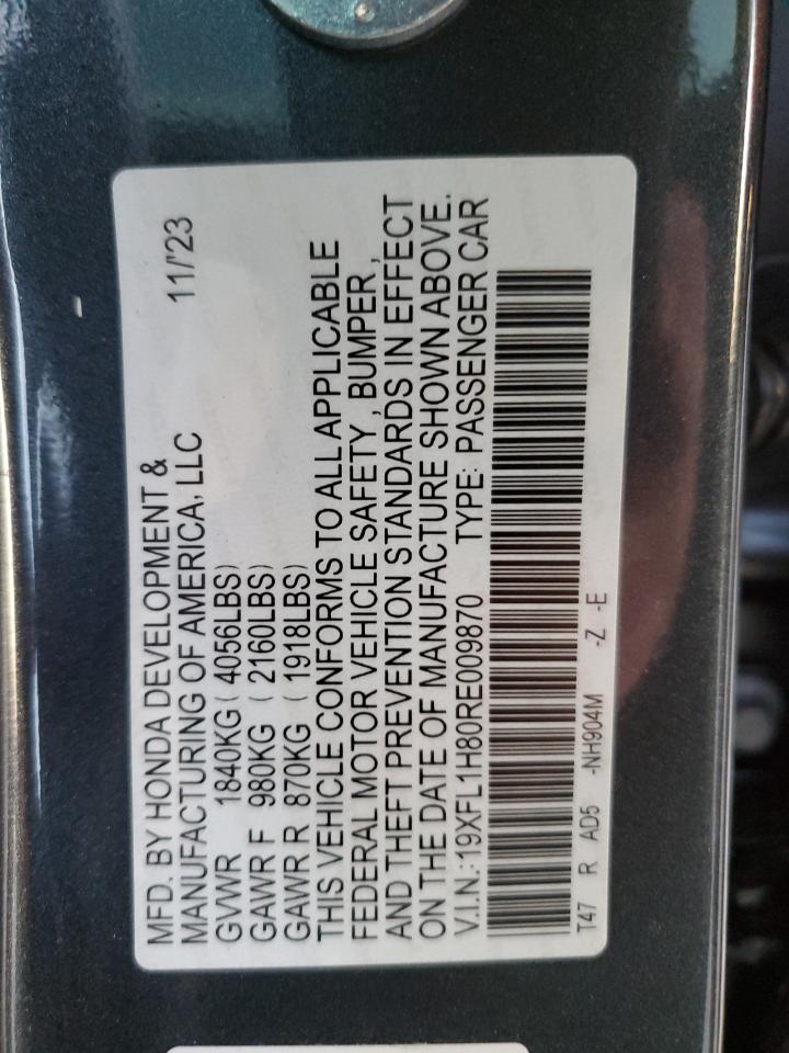 2024 HONDA CIVIC SPORT TOURING VIN:19XFL1H80RE009870