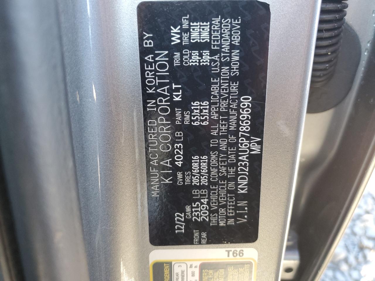 2023 KIA SOUL LX VIN:KNDJ23AU6P7869690