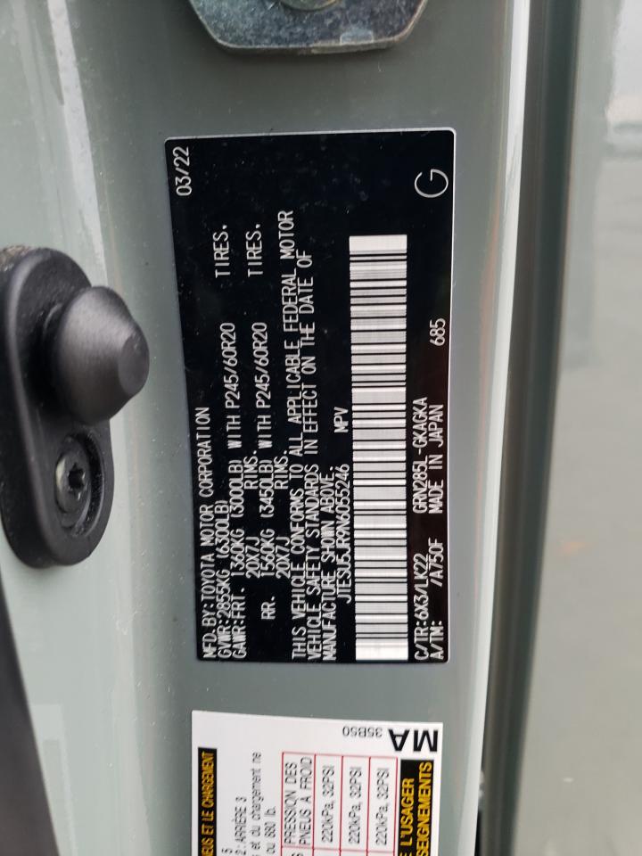 2022 TOYOTA 4RUNNER SR5 PREMIUM VIN:JTESU5JR9N6055246