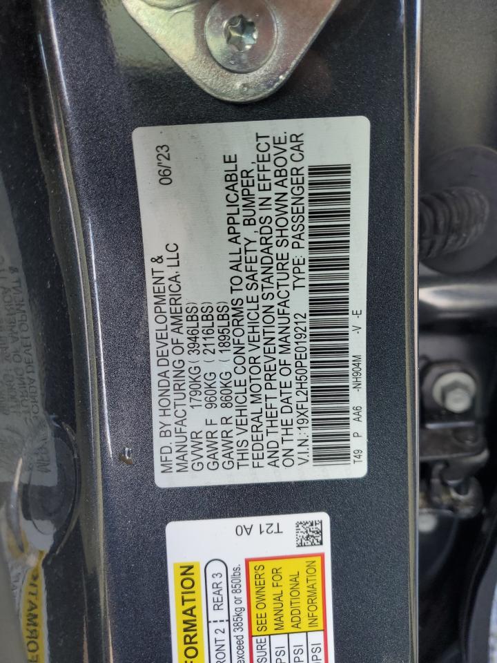 2023 HONDA CIVIC LX VIN:19XFL2H50PE019212
