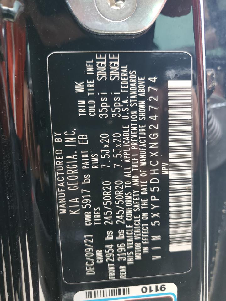 2022 KIA TELLURIDE SX VIN:5XYP5DHCXNG247274