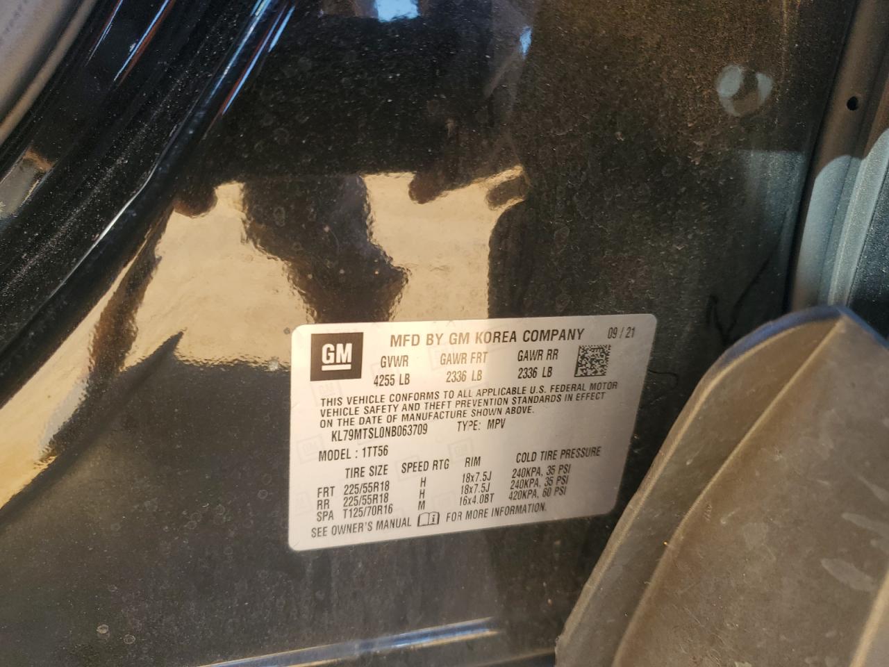 2022 CHEVROLET TRAILBLAZER RS VIN:KL79MTSL0NB063709