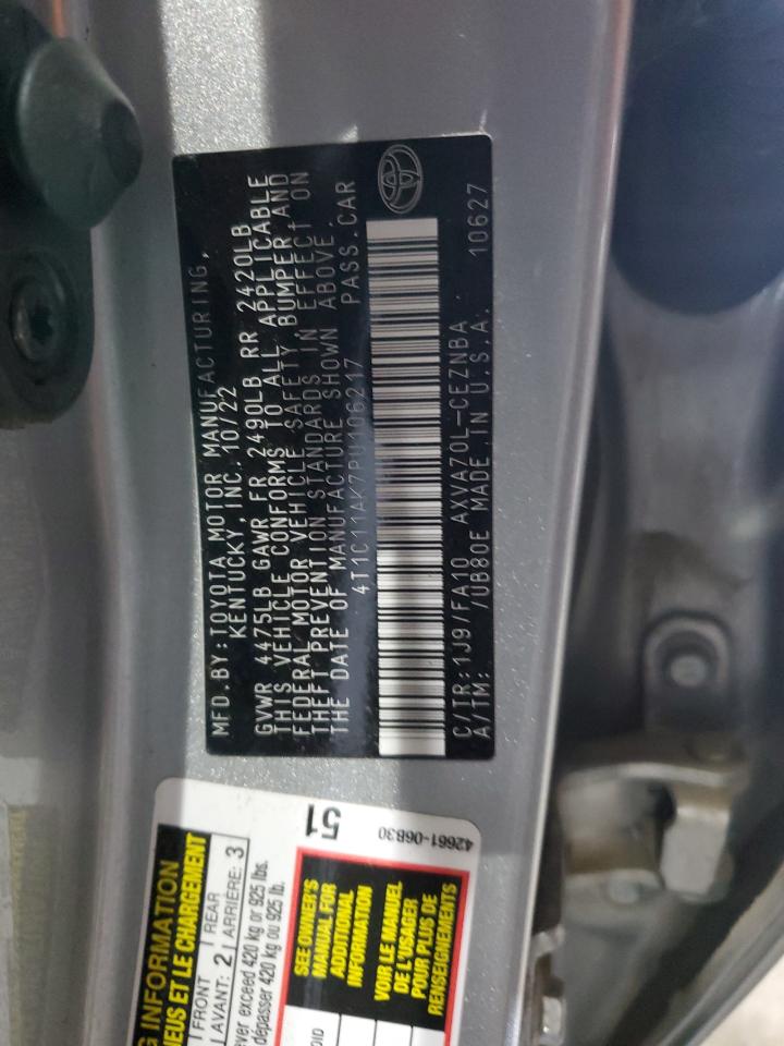 2023 TOYOTA CAMRY LE VIN:4T1C11AK7PU106217