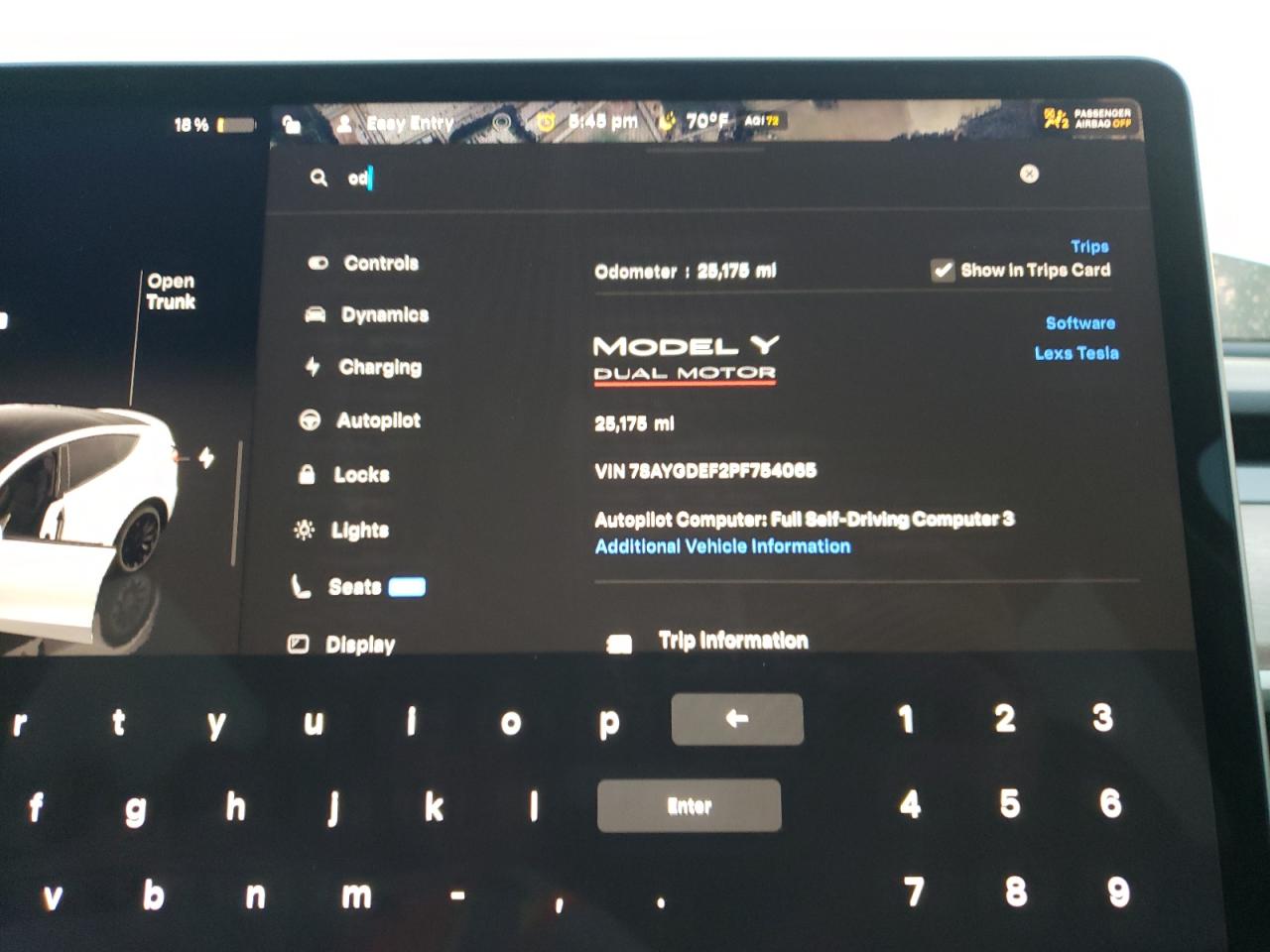 2023 TESLA MODEL Y  VIN:7SAYGDEF2PF754065