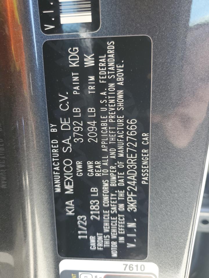 2024 KIA FORTE LX VIN:3KPF24AD3RE727666