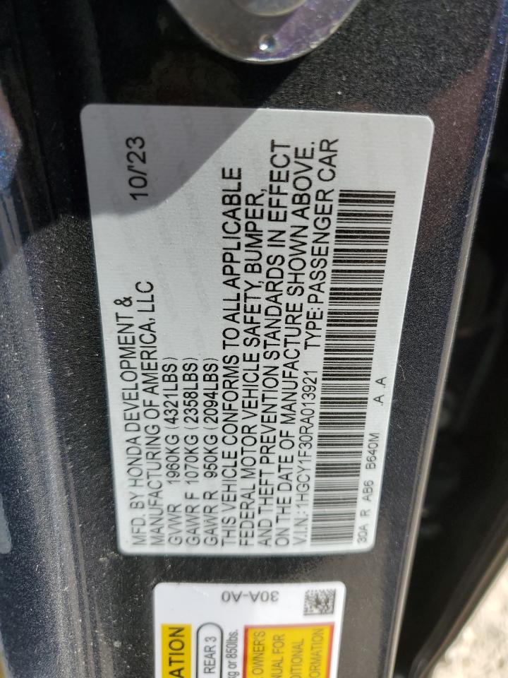 2024 HONDA ACCORD EX VIN:1HGCY1F30RA013921