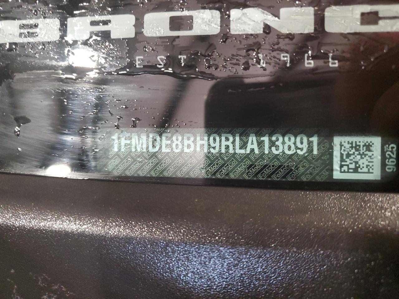 2024 FORD BRONCO OUTER BANKS VIN:1FMDE8BH9RLA13891