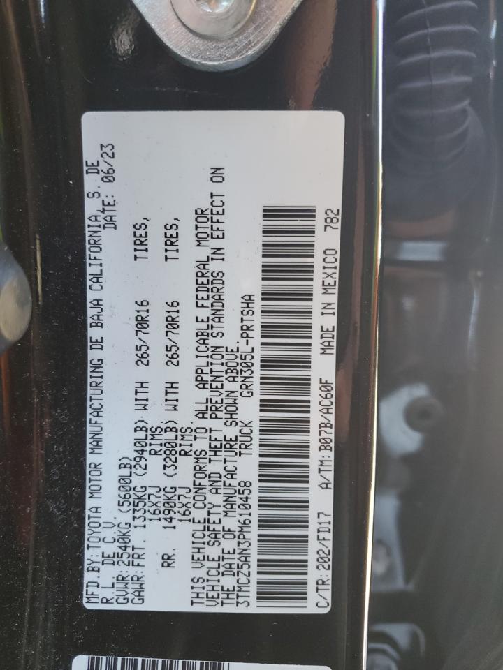 2023 TOYOTA TACOMA DOUBLE CAB VIN:3TMCZ5AN3PM610458