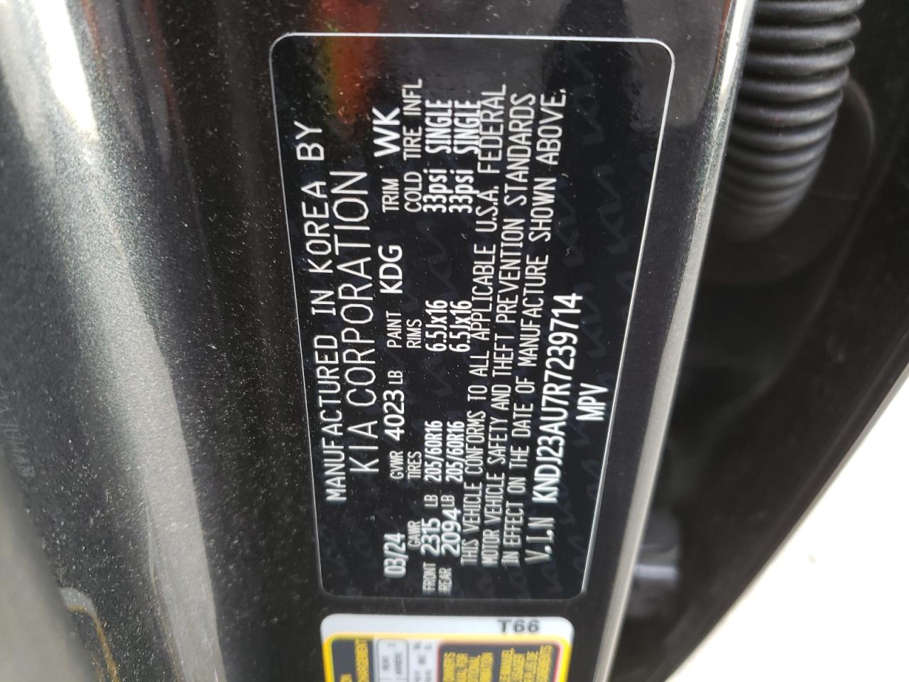 2024 KIA SOUL LX VIN:KNDJ23AU7R7239714