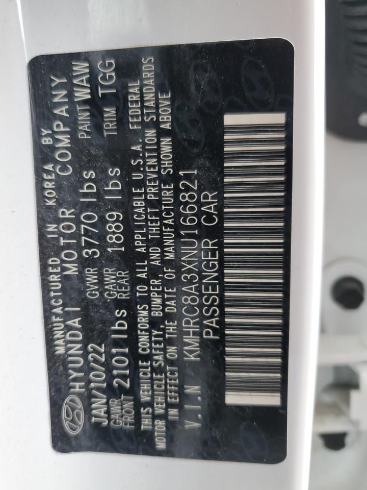 2022 HYUNDAI VENUE SEL VIN:KMHRC8A3XNU166821