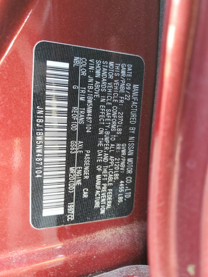 2022 NISSAN ROGUE SPORT SV VIN:JN1BJ1BW5NW487104