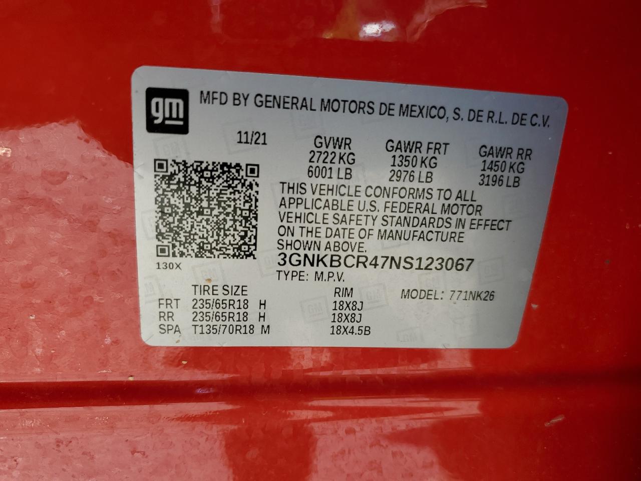 2022 CHEVROLET BLAZER 2LT VIN:3GNKBCR47NS123067