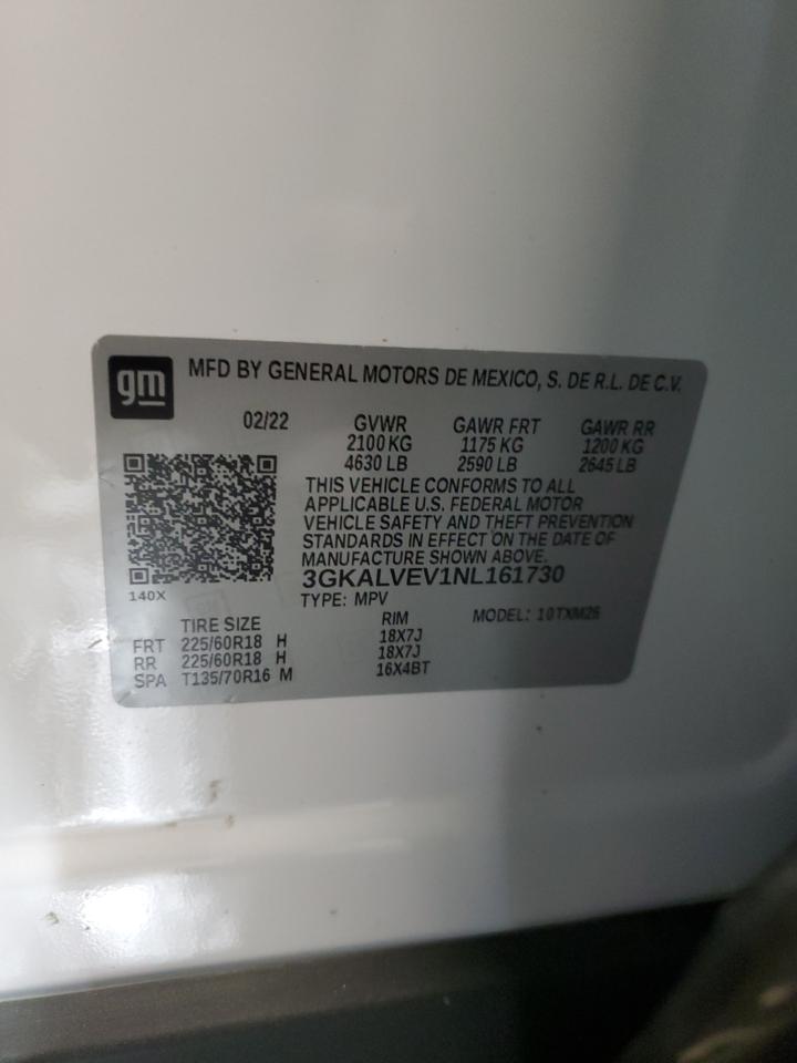 2022 GMC TERRAIN SLT VIN:3GKALVEV1NL161730