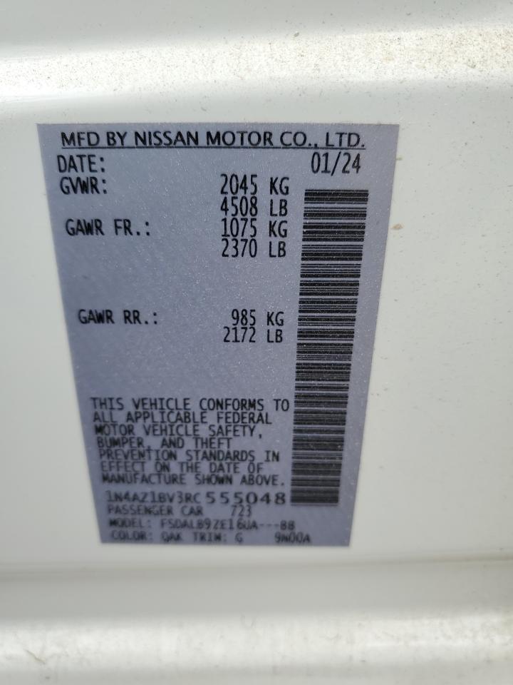 2024 NISSAN LEAF S VIN:1N4AZ1BV3RC555048