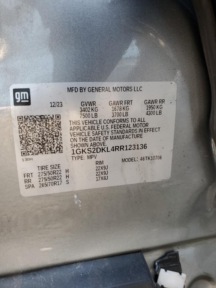 2024 GMC YUKON DENALI VIN:1GKS2DKL4RR123136