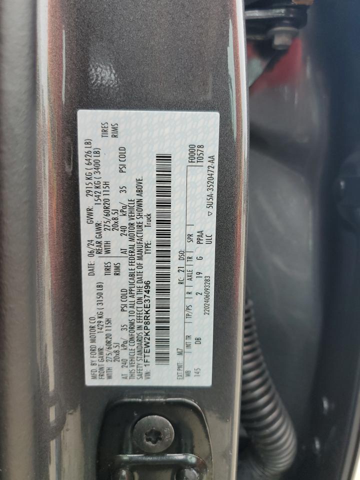 2024 FORD F150 STX VIN:1FTEW2KP8RKE37496