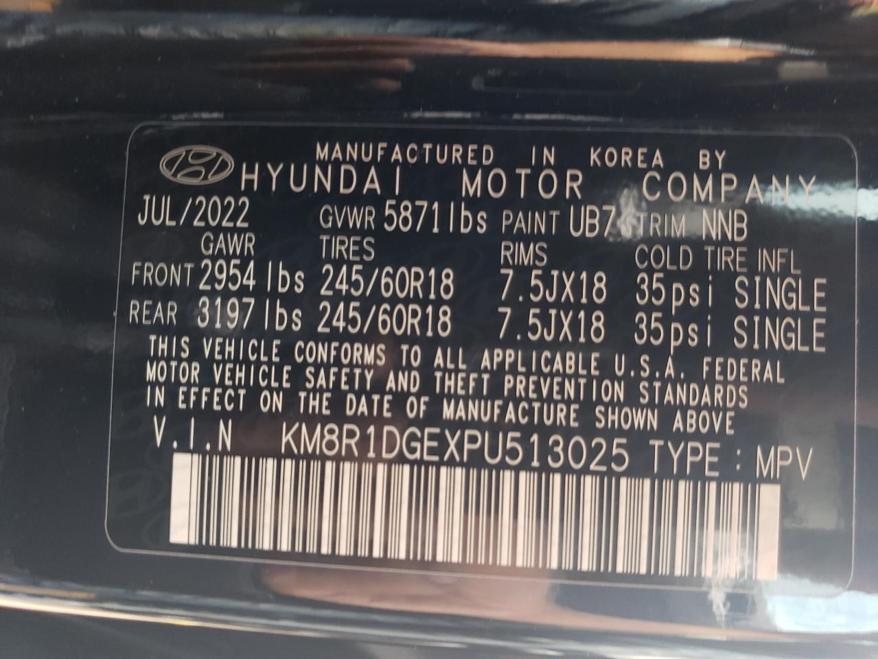 2023 HYUNDAI PALISADE SE VIN:KM8R1DGEXPU513025