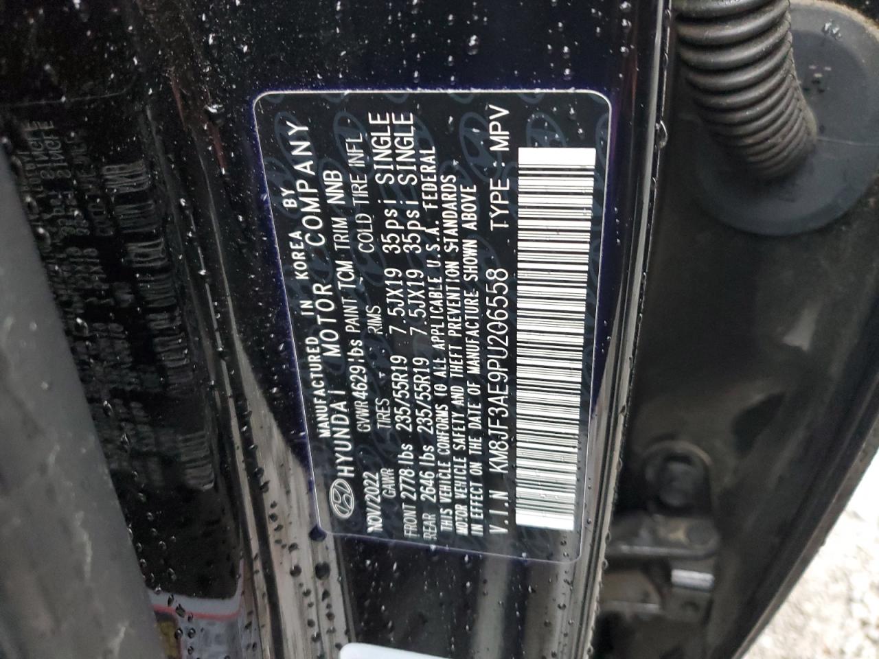 2023 HYUNDAI TUCSON N LINE VIN:KM8JF3AE9PU206558