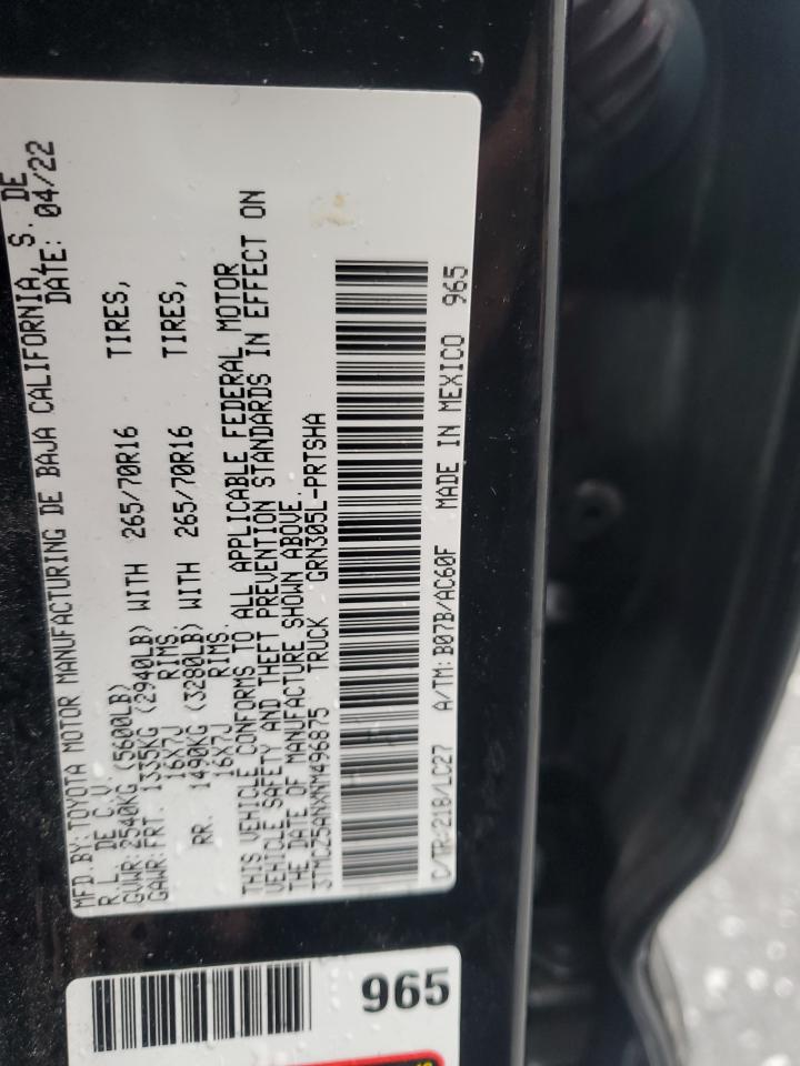 2022 TOYOTA TACOMA DOUBLE CAB VIN:3TMCZ5ANXNM496875