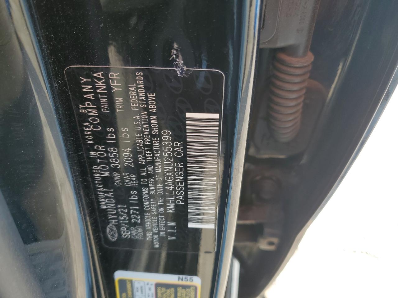 2022 HYUNDAI ELANTRA SE VIN:KMHLL4AGXNU255399