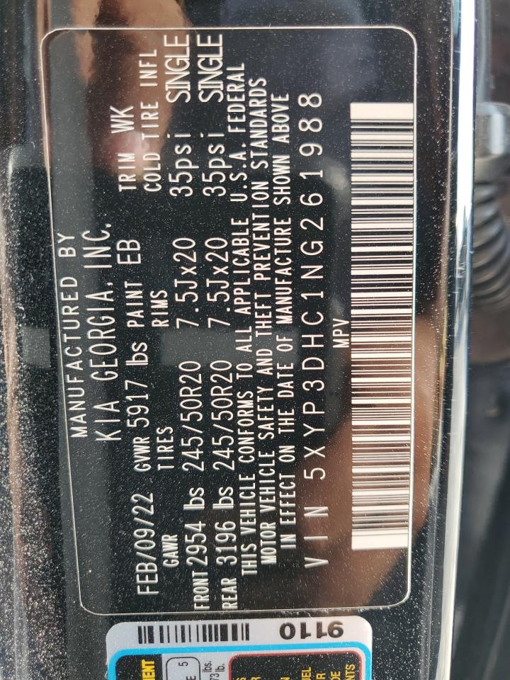 2022 KIA TELLURIDE EX VIN:5XYP3DHC1NG261988
