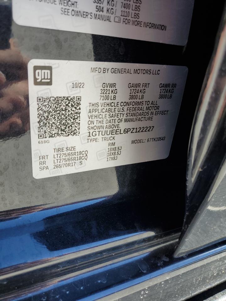 2023 GMC SIERRA K1500 AT4 VIN:1GTUUEEL6PZ122227