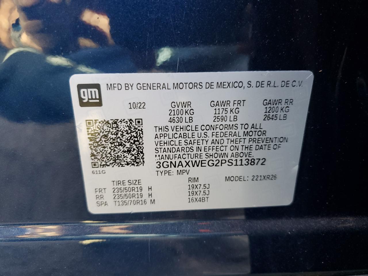 2023 CHEVROLET EQUINOX RS VIN:3GNAXWEG2PS113872