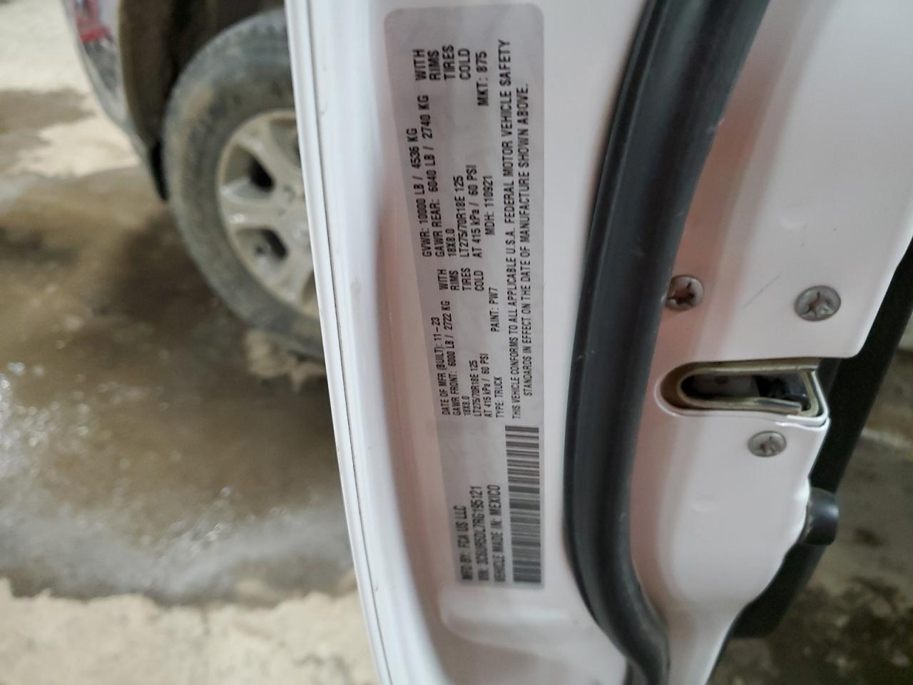 2024 RAM 2500 BIG HORN VIN:3C6UR5DL7RG195121