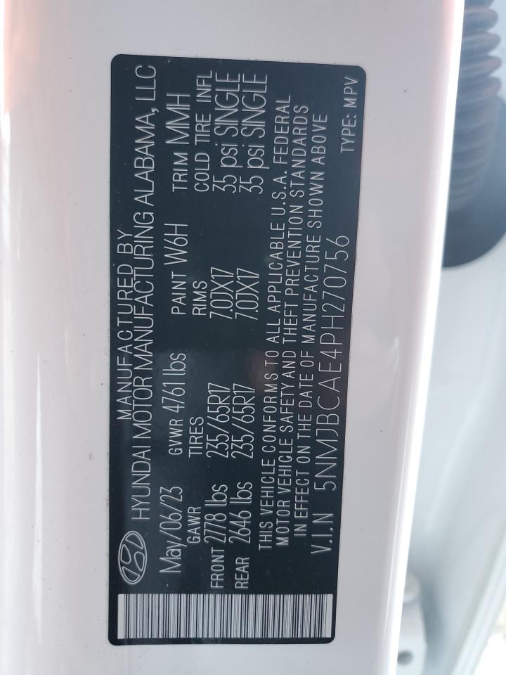 2023 HYUNDAI TUCSON SEL VIN:5NMJBCAE4PH270756