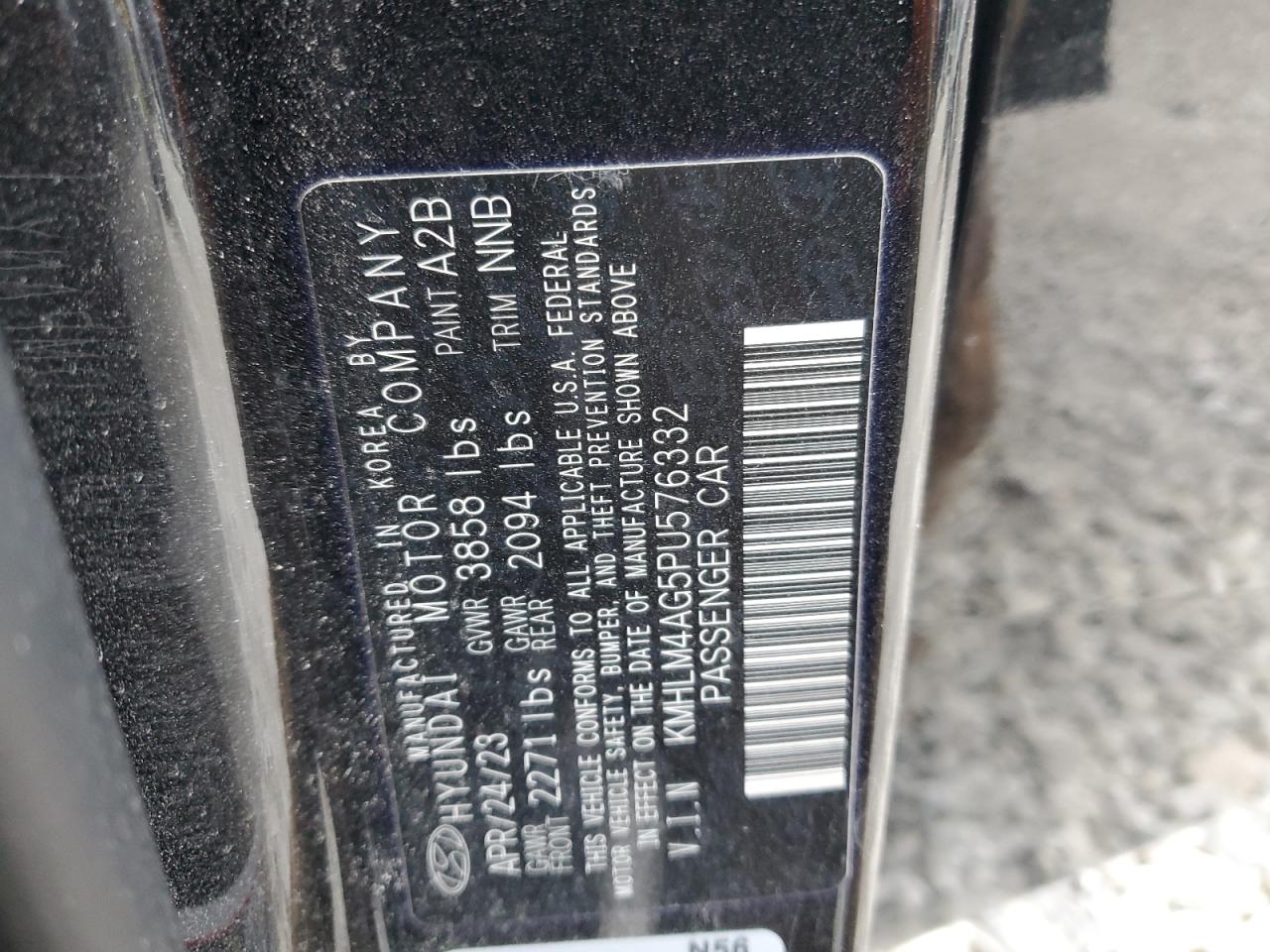 2023 HYUNDAI ELANTRA SEL VIN:KMHLM4AG5PU576332