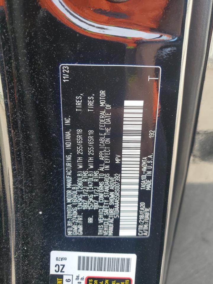 2024 TOYOTA GRAND HIGHLANDER XLE VIN:5TDAAAA55RS007392