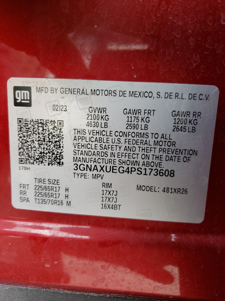2023 CHEVROLET EQUINOX LT VIN:3GNAXUEG4PS173608