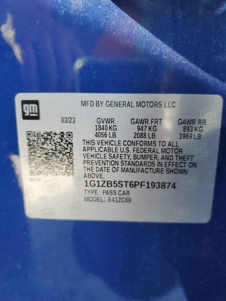 2023 CHEVROLET MALIBU LS VIN:1G1ZB5ST6PF193874