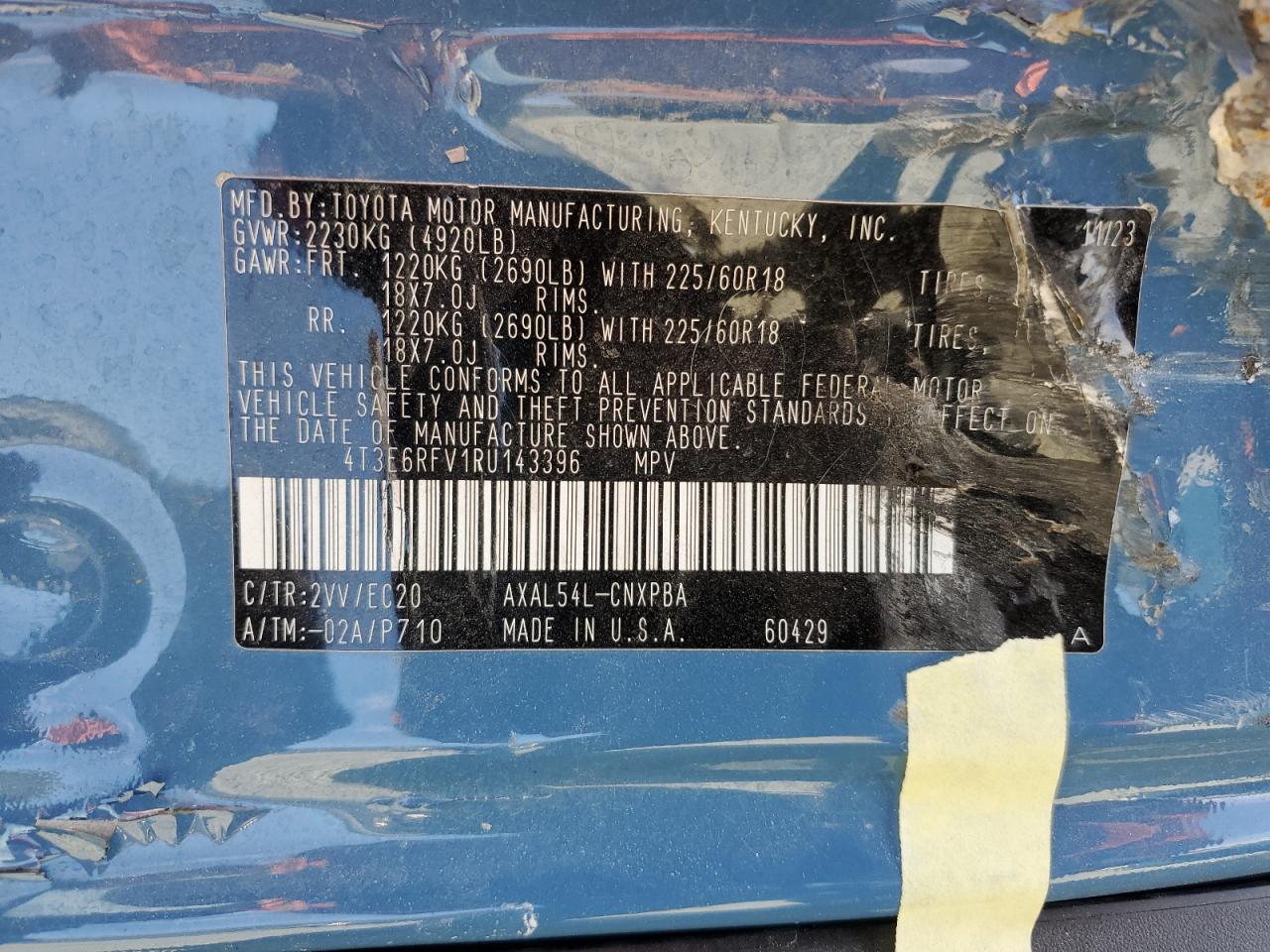 2024 TOYOTA RAV4 XSE VIN:4T3E6RFV1RU143396