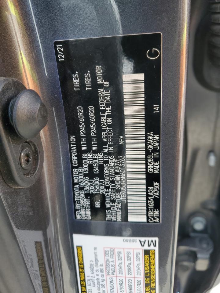 2022 TOYOTA 4RUNNER LIMITED VIN:JTEKU5JR6N6013763