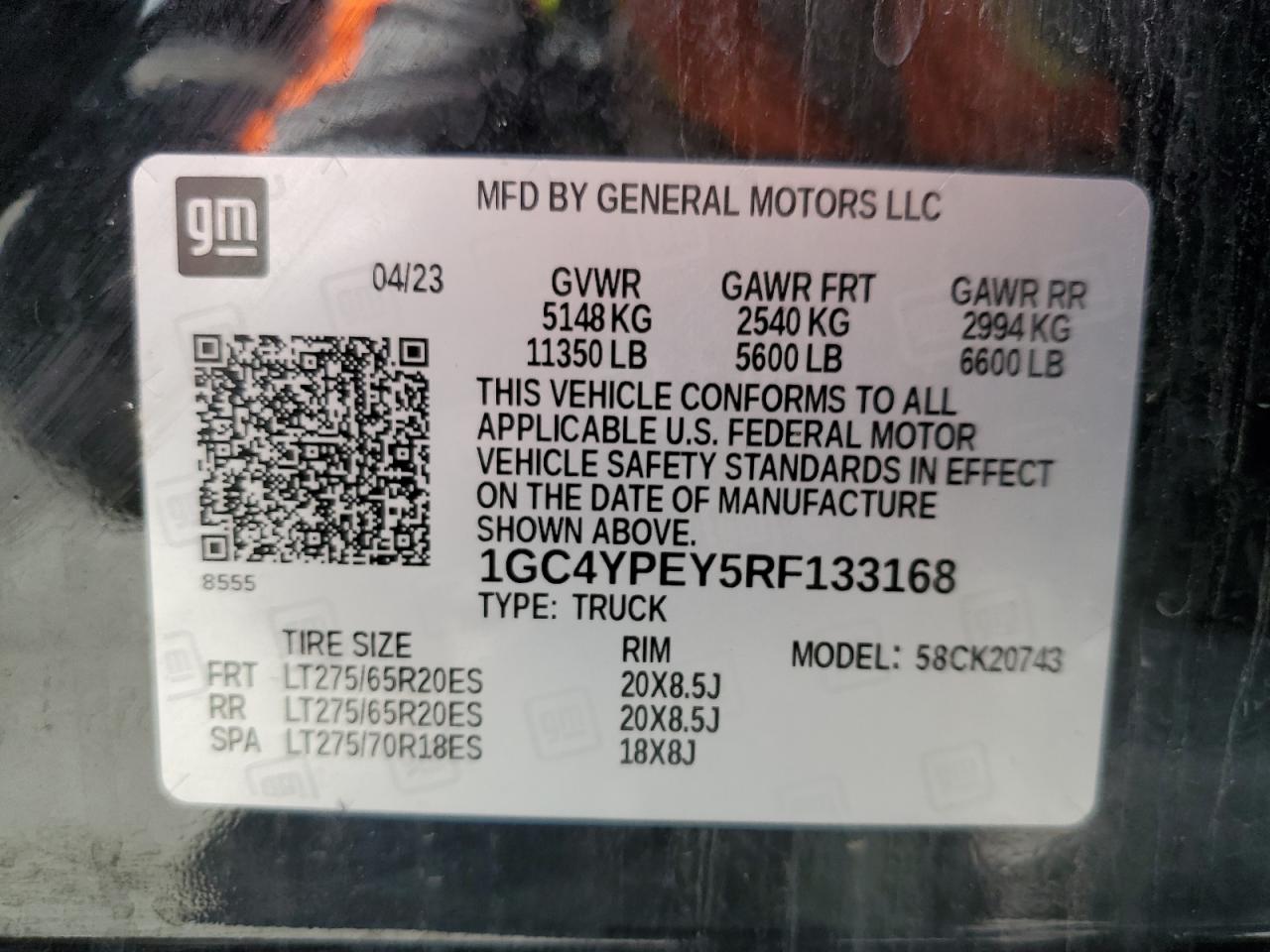 2024 CHEVROLET SILVERADO K2500 HEAVY DUTY LTZ VIN:1GC4YPEY5RF133168