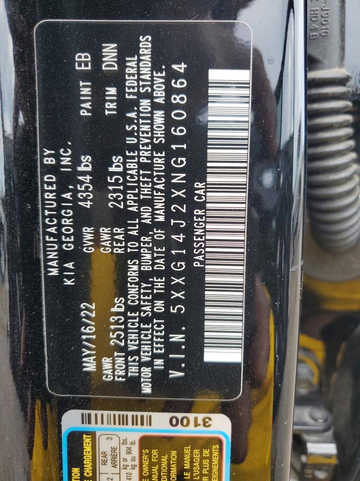 2022 KIA K5 LXS VIN:5XXG14J2XNG160864