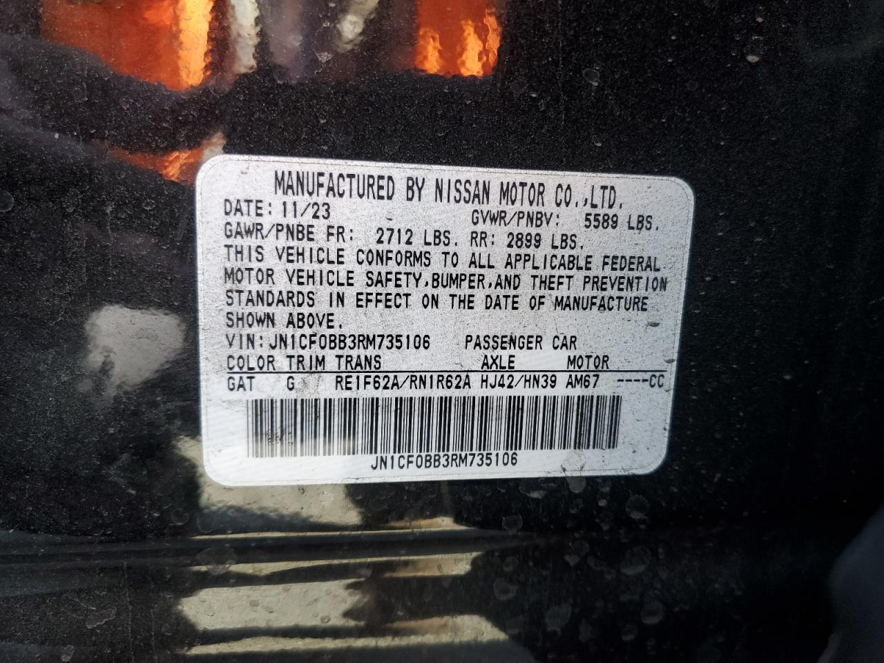 2024 NISSAN ARIYA ENGAGE VIN:JN1CF0BB3RM735106