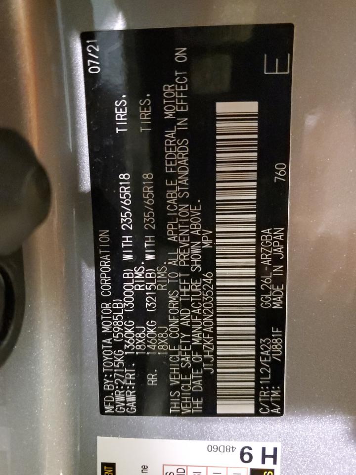 2022 LEXUS RX 350 L VIN:JTJHZKFA0N2035246