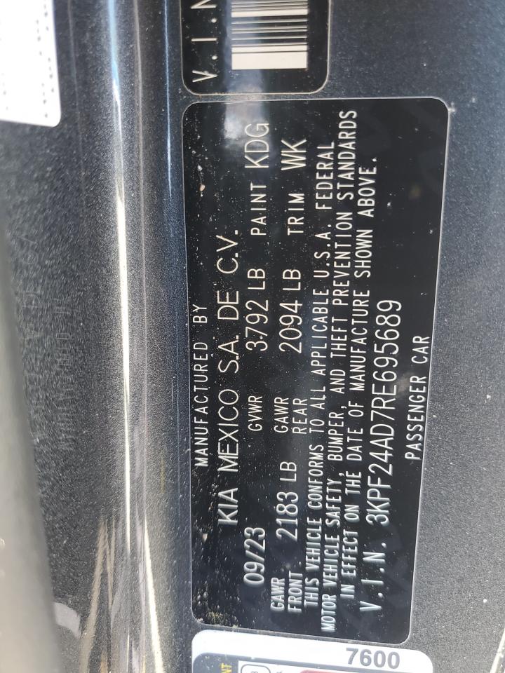 2024 KIA FORTE LX VIN:3KPF24AD7RE695689
