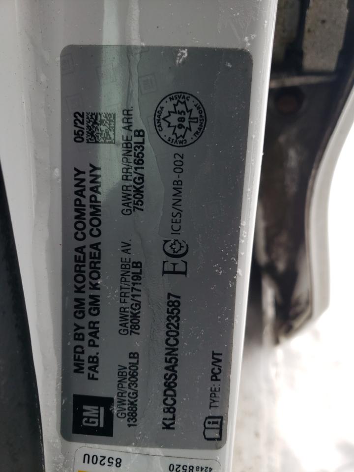 2022 CHEVROLET SPARK 1LT VIN:KL8CD6SA5NC023587