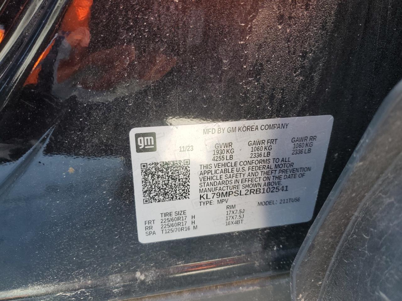 2024 CHEVROLET TRAILBLAZER LT VIN:KL79MPSL2RB102541