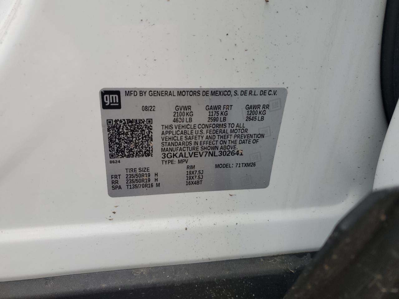 2022 GMC TERRAIN SLT VIN:3GKALVEV7NL302641