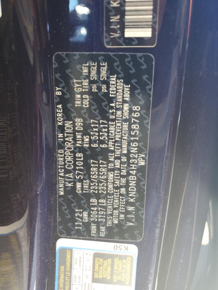 2022 KIA CARNIVAL LX VIN:KNDNB4H32N6158768