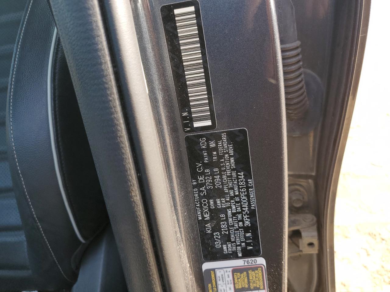 2023 KIA FORTE GT LINE VIN:3KPF54AD0PE618344